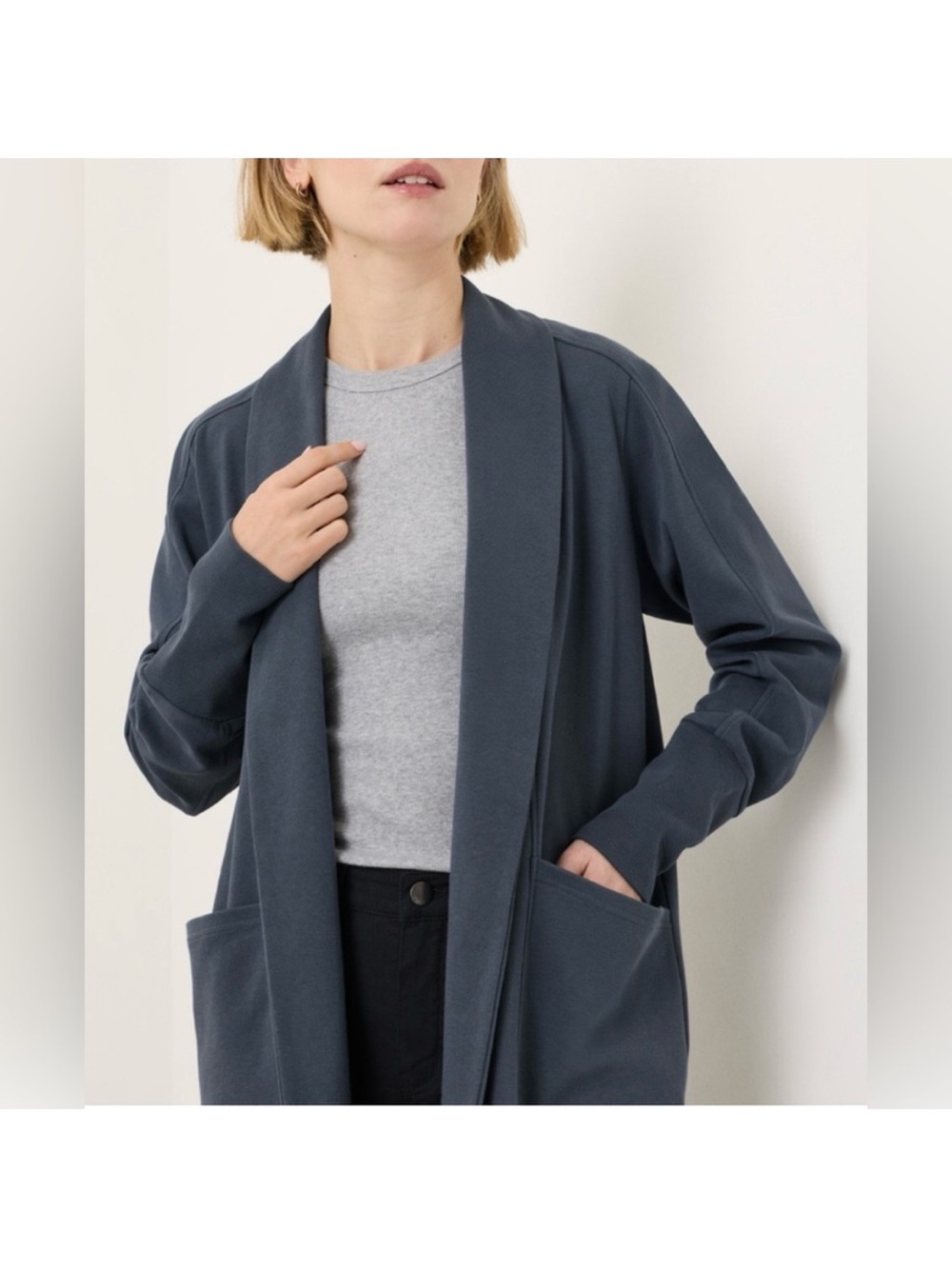 PACT Midnight Blue Organic Airplane Wrap Cardigan (M)